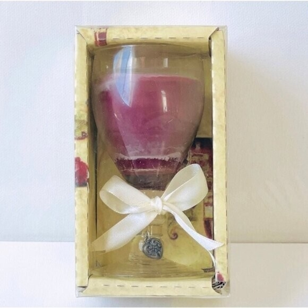 Kate Aspen Red Wine Glass Gel Candles Set of 2 20oz Scented Reusable Glass NIB I